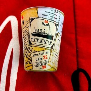 Titanic newspaper shot glass